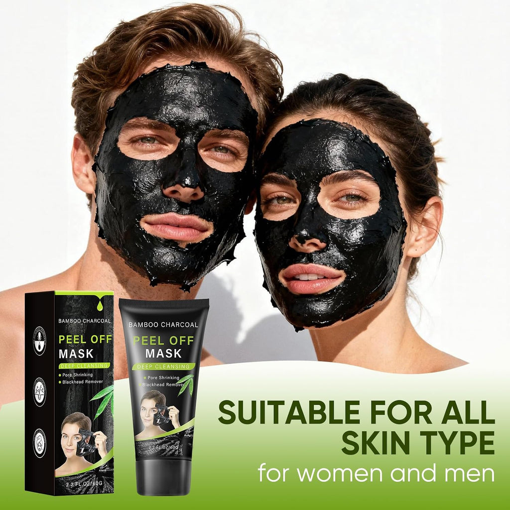 Blackhead Remover Mask, Bamboo Charcoal Peel off Mask, Charcoal Face Mask for Deep Cleansing, Blackheads, Acne, Dirts, Pores and Skin Oil, Suitable for All Skin Types