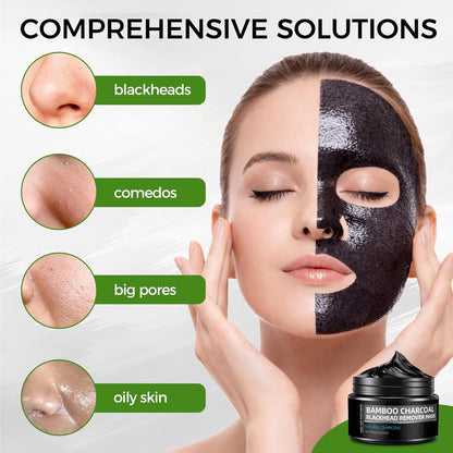 Peel off Face Mask, Blackhead Remover for Face & Nose, Bamboo Charcoal for Deep Cleaning, Reducing Oil, Smoothing Skin, Shrinking Pores, 120G 4.23Oz