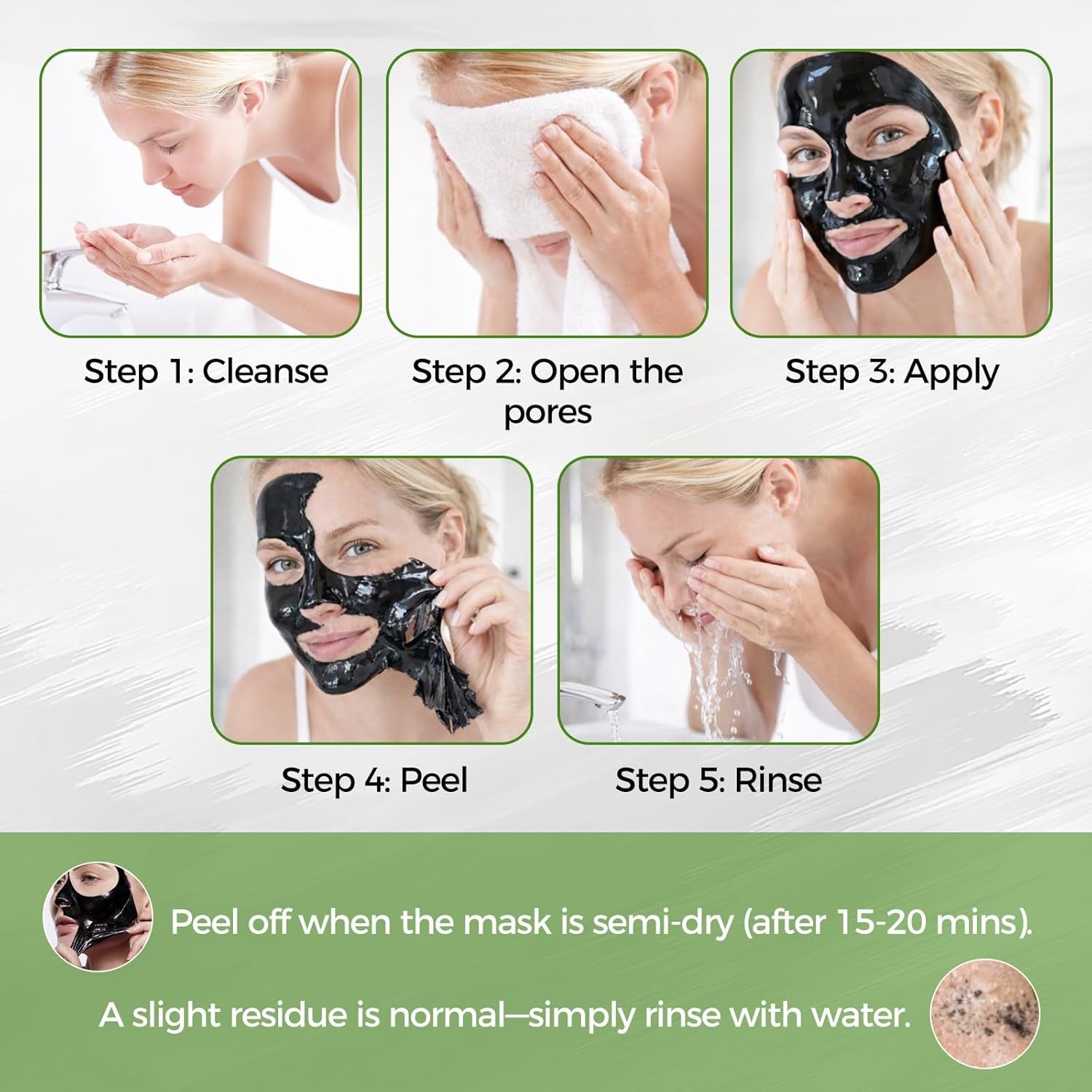 Peel off Face Mask, Blackhead Remover for Face & Nose, Bamboo Charcoal for Deep Cleaning, Reducing Oil, Smoothing Skin, Shrinking Pores, 120G 4.23Oz