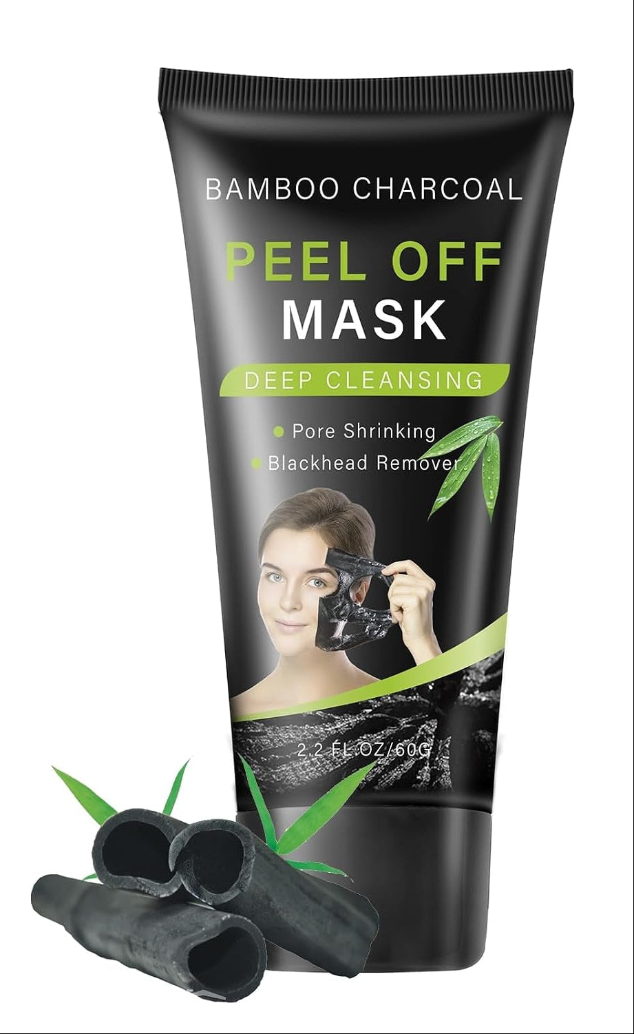 Blackhead Remover Mask, Bamboo Charcoal Peel off Mask, Charcoal Face Mask for Deep Cleansing, Blackheads, Acne, Dirts, Pores and Skin Oil, Suitable for All Skin Types