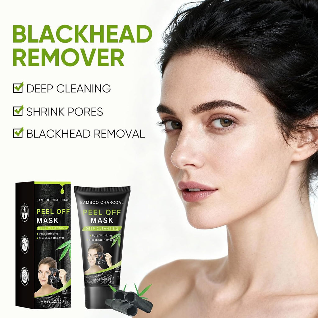 Blackhead Remover Mask, Bamboo Charcoal Peel off Mask, Charcoal Face Mask for Deep Cleansing, Blackheads, Acne, Dirts, Pores and Skin Oil, Suitable for All Skin Types
