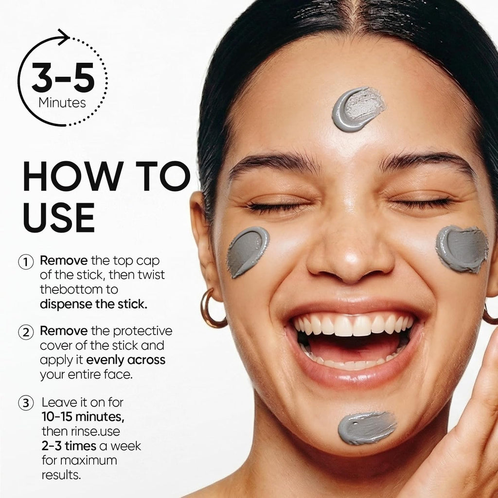 Deep Pore Cleansing Blackhead Remover Face Mask Stick, Mud Mask with Natural Alaska Volcano Clay, Gentle Exfoliating, Smoothing Skin, Non-Drying, Skincare Facial Mask