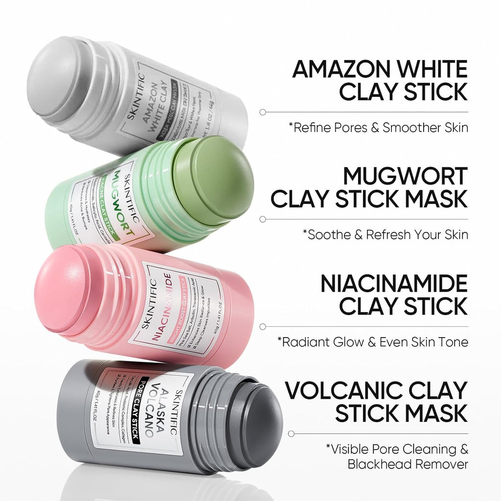 Deep Pore Cleansing Blackhead Remover Face Mask Stick, Mud Mask with Natural Alaska Volcano Clay, Gentle Exfoliating, Smoothing Skin, Non-Drying, Skincare Facial Mask